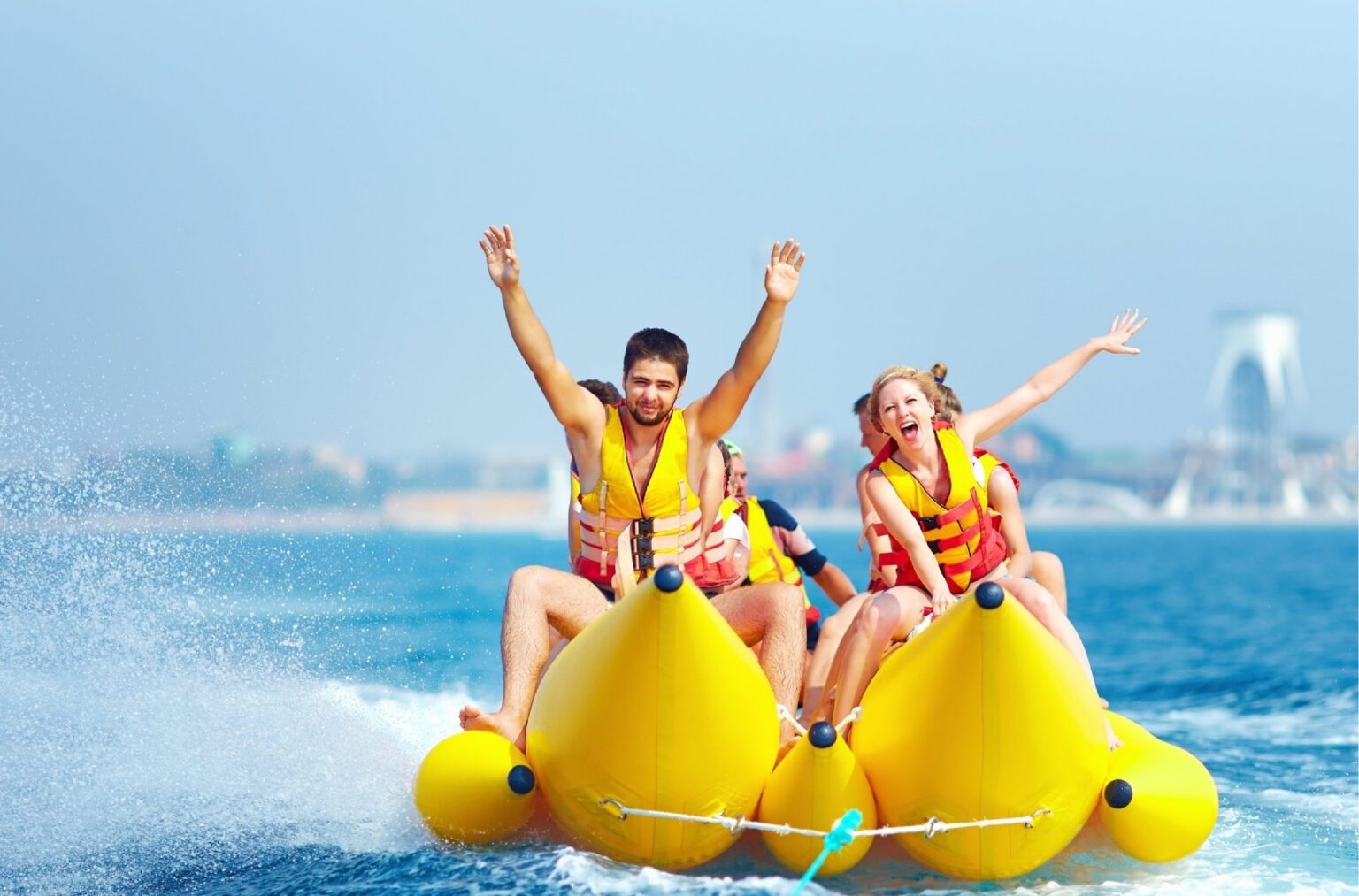 Enjoying the thrill and adventure of Banana Boat ride