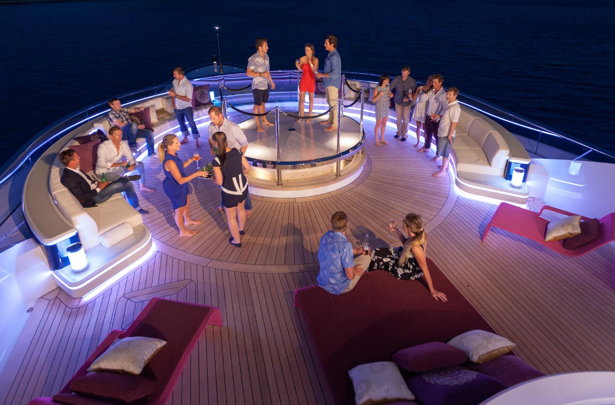 Employees enjoying yacht party on Dubai Yachts