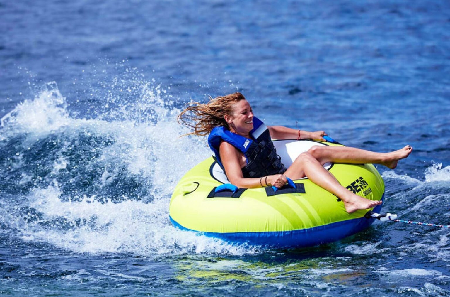 A solo traveler enjoying her Donut ride in Dubai