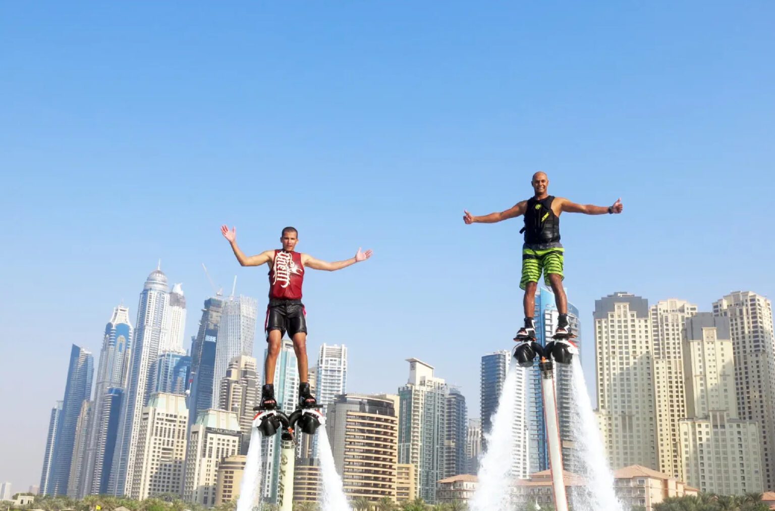 Dubai Yachts clients having fun on Flyboard ride