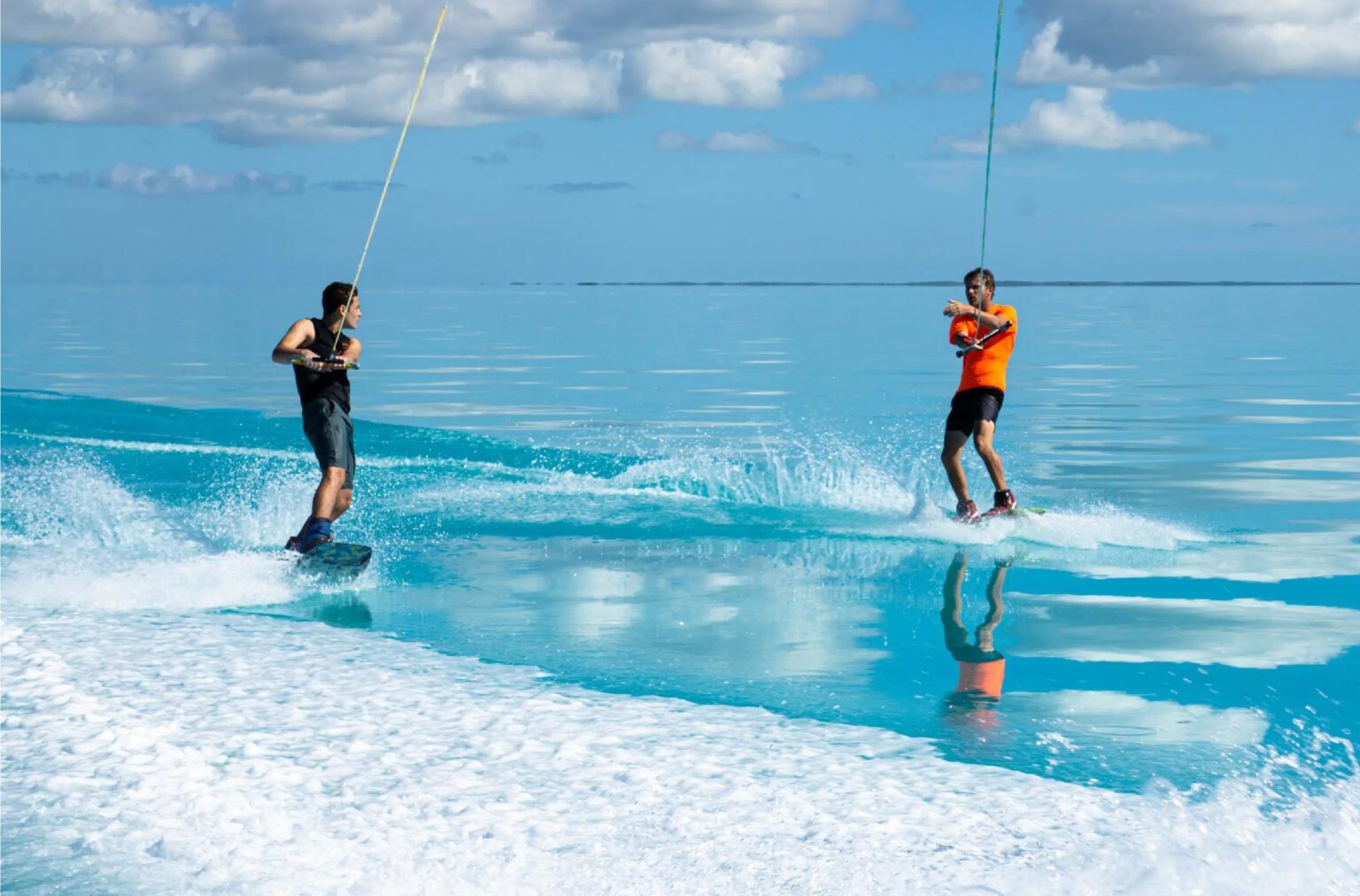 Friends enjoying their watersport on Dubai Yachts