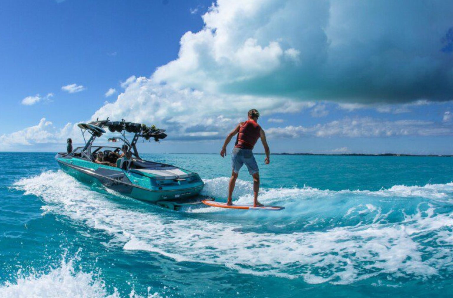 Man enjoying the watersport activities offered by Dubai Yachts