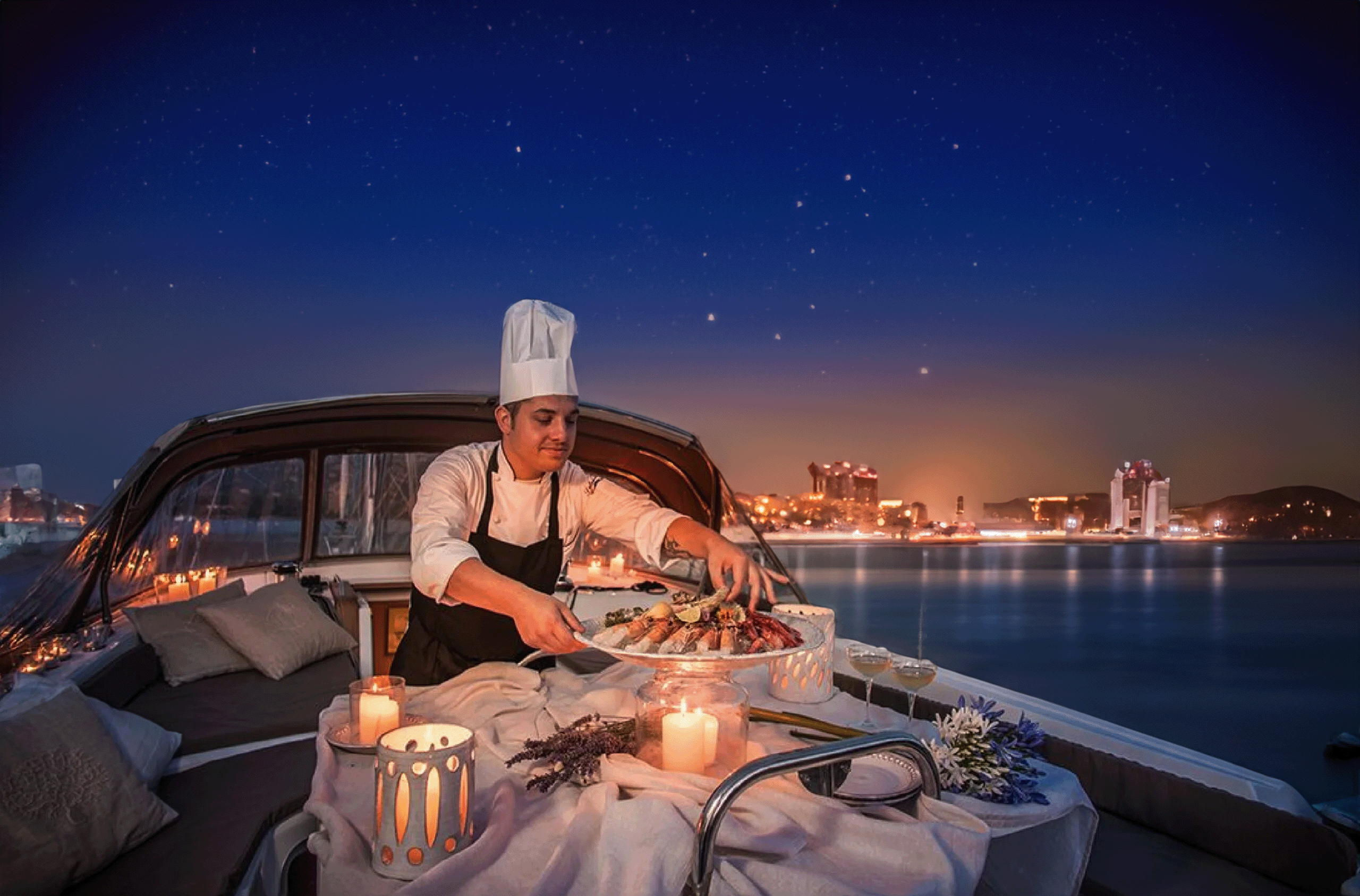 A Chef from Dubai yachts Preparing Yummy Meals under the stars