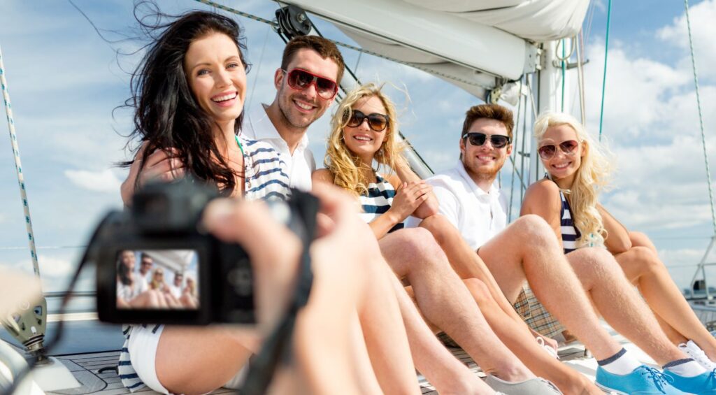 Friends posing on Dubai Yachts
