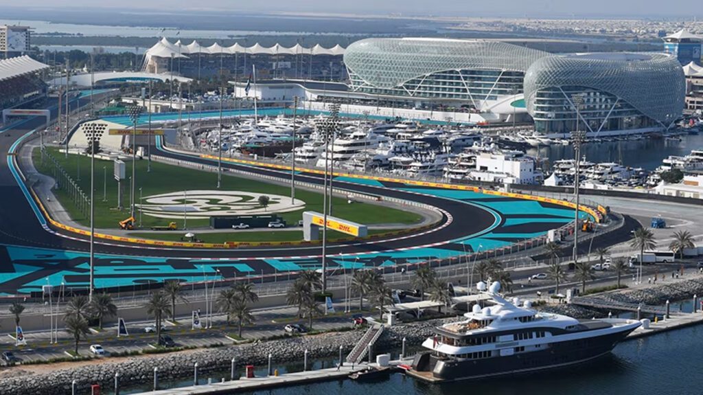The aerial view of Yas Marina Circuit Abu Dhabi Grand Prix 2023