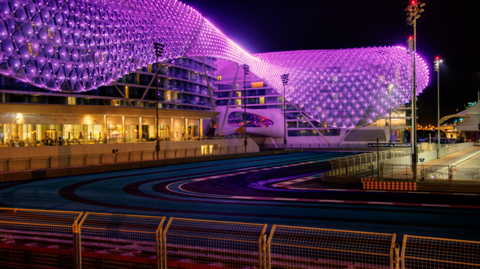 A Night View of Yas Marina Circuit in Abu Dhabi