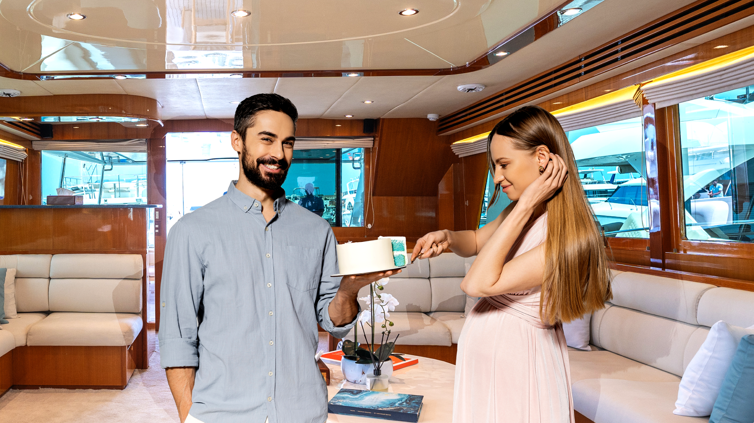 baby shower party on luxury yacht